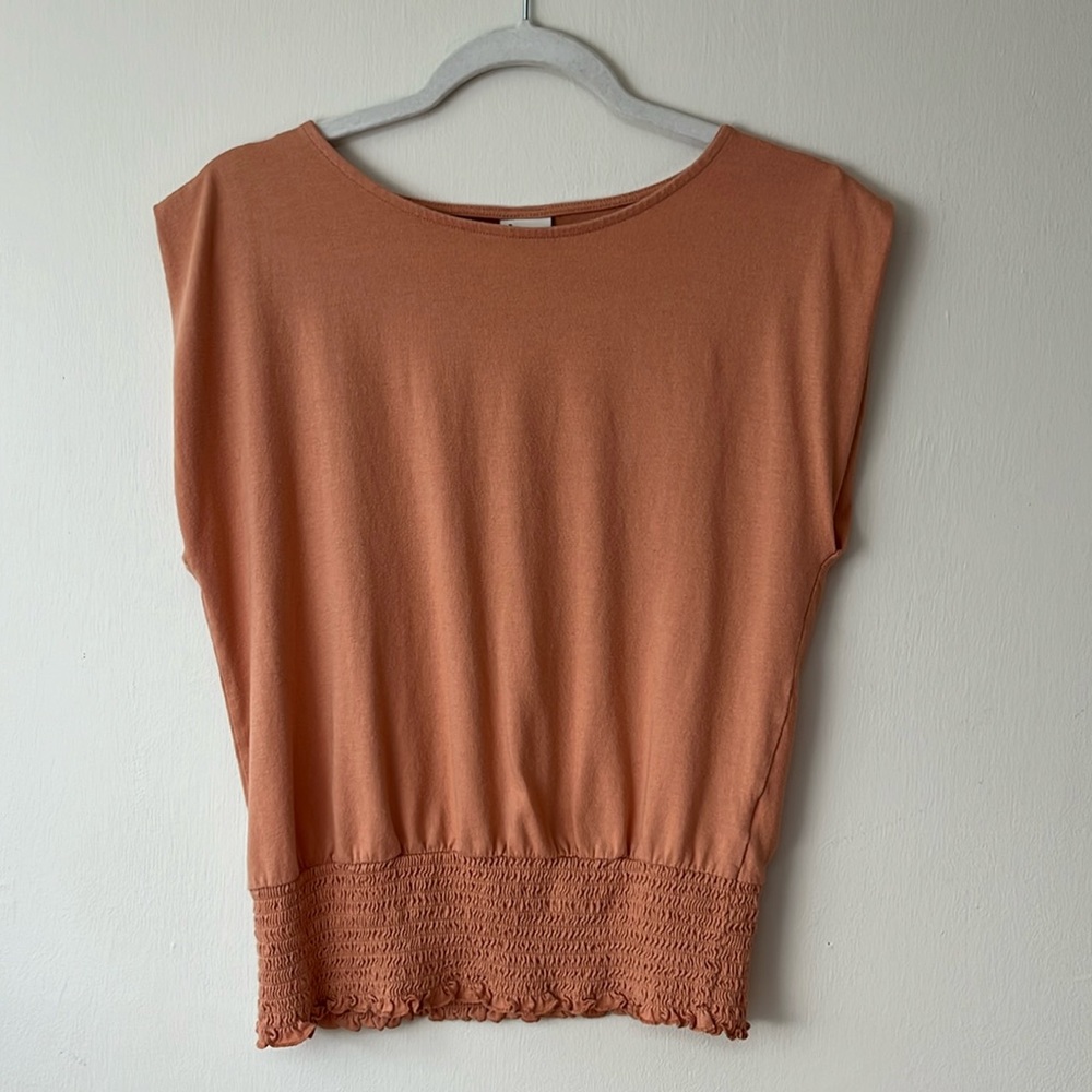 A New Day small peach smocked top.